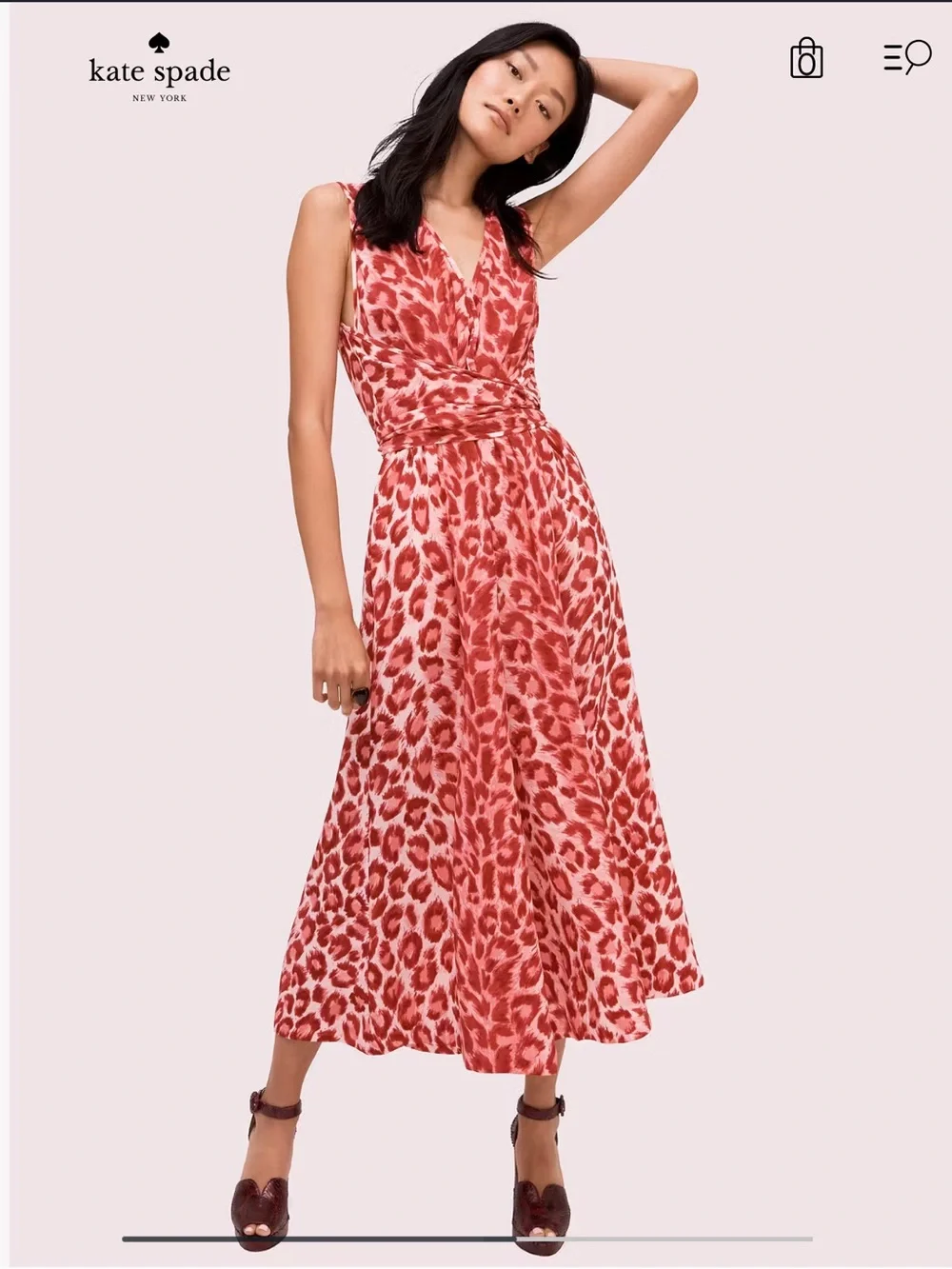 Kate Spade Panthera Tie Waist Jumpsuit Red Leopard Print Size Medium